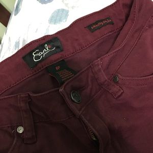 Burgundy skinny ankle pants